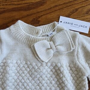 Janie and Jack Girls Cream Sweater with Bow - SIZE 3